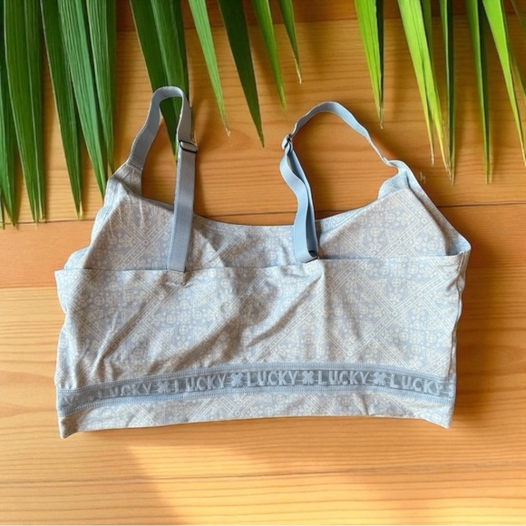 Lucky Brand Light Blue Printed Bralette - 2X - Adjustable Straps - Pads - Picture 2 of 9